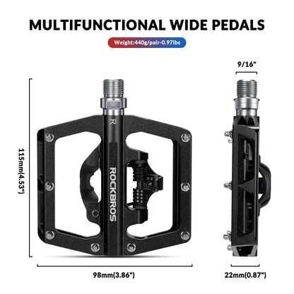 ROCKBROS Dual-Use Clipless &amp; Flat Pedals | E-MTB & Commuter Bikes