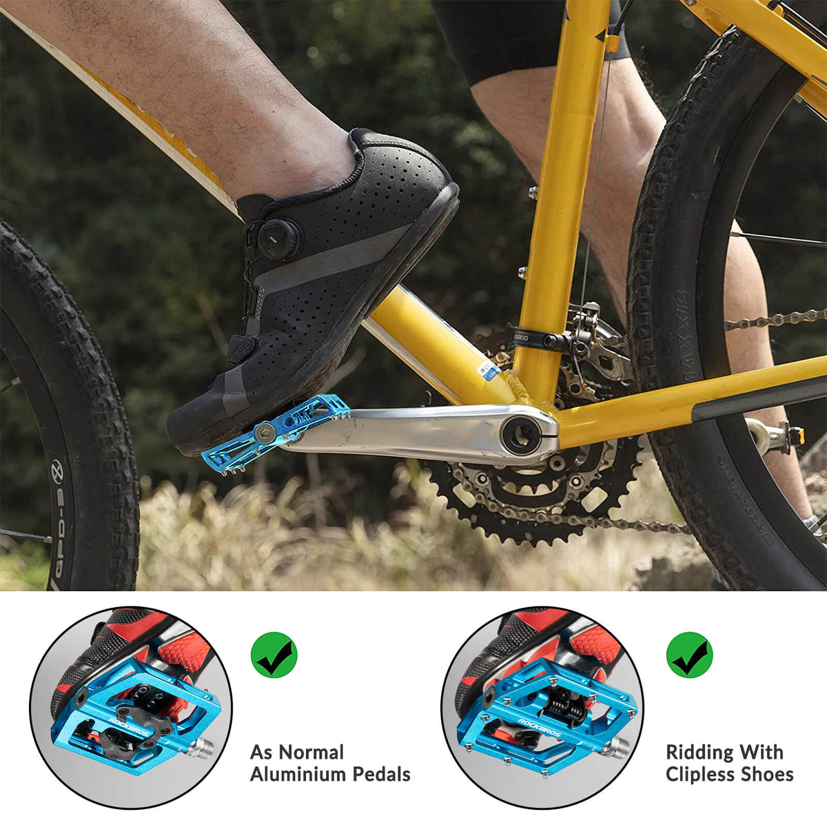 ROCKBROS Dual-Use Clipless &amp; Flat Pedals | E-MTB & Commuter Bikes