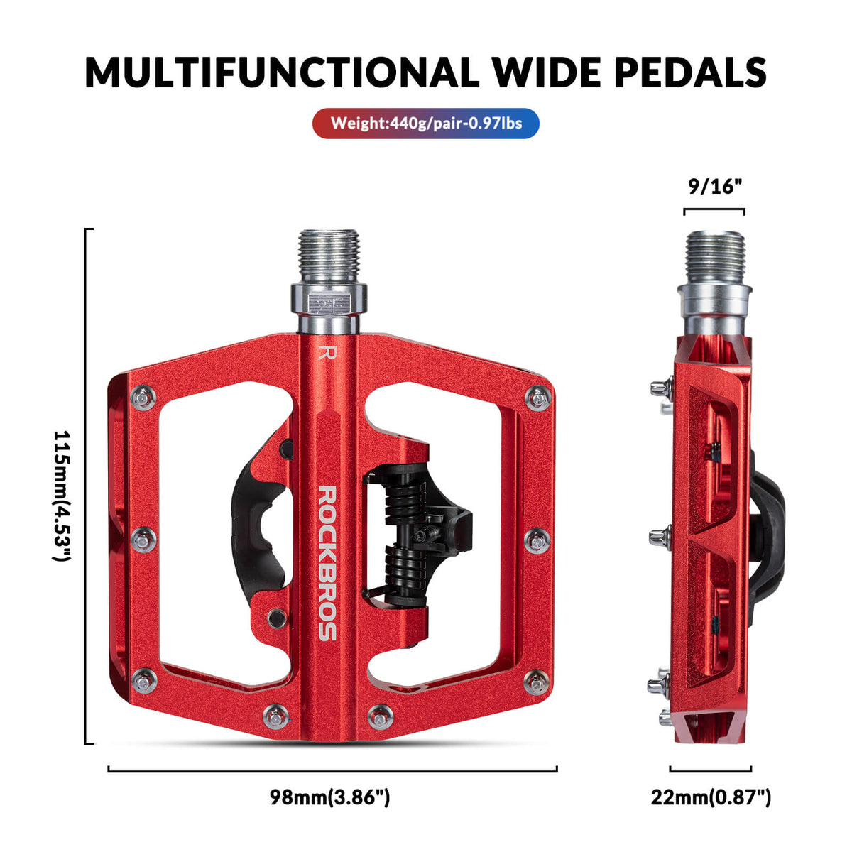 ROCKBROS Dual-Use Clipless &amp; Flat Pedals | E-MTB & Commuter Bikes