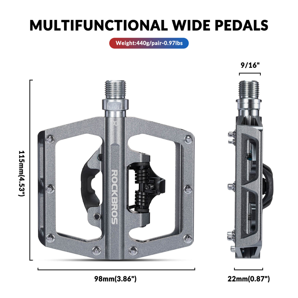 ROCKBROS Dual-Use Clipless &amp; Flat Pedals | E-MTB & Commuter Bikes