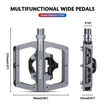 ROCKBROS Dual-Use Clipless &amp; Flat Pedals | E-MTB & Commuter Bikes