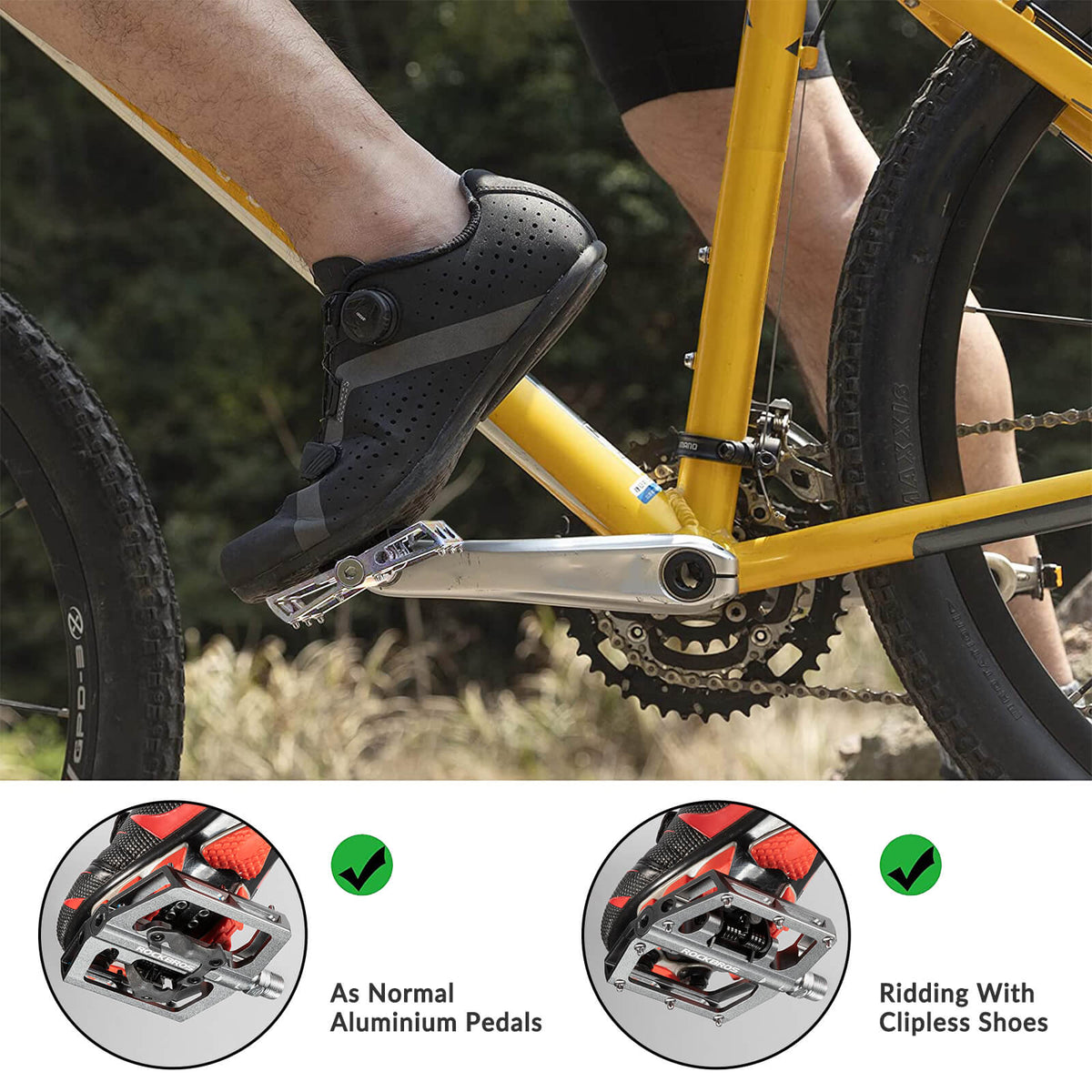 ROCKBROS Dual-Use Clipless &amp; Flat Pedals | E-MTB & Commuter Bikes