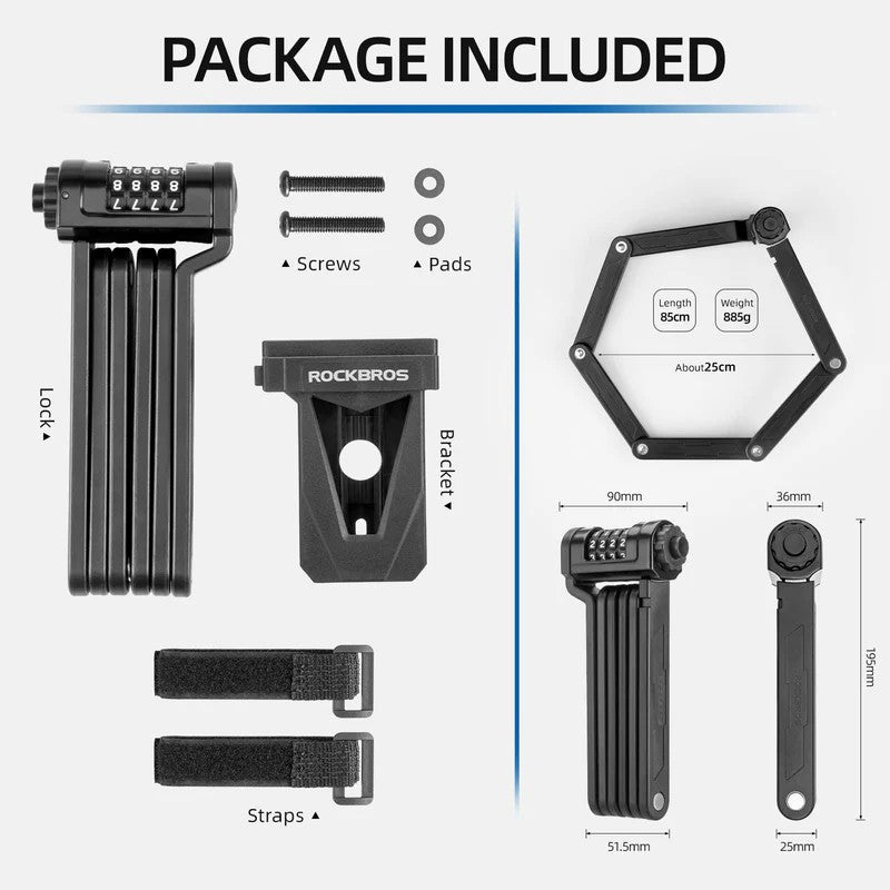 ROCKBROS 4-Digit Folding Lock | eBikes, eScooters and electric Motorcycles