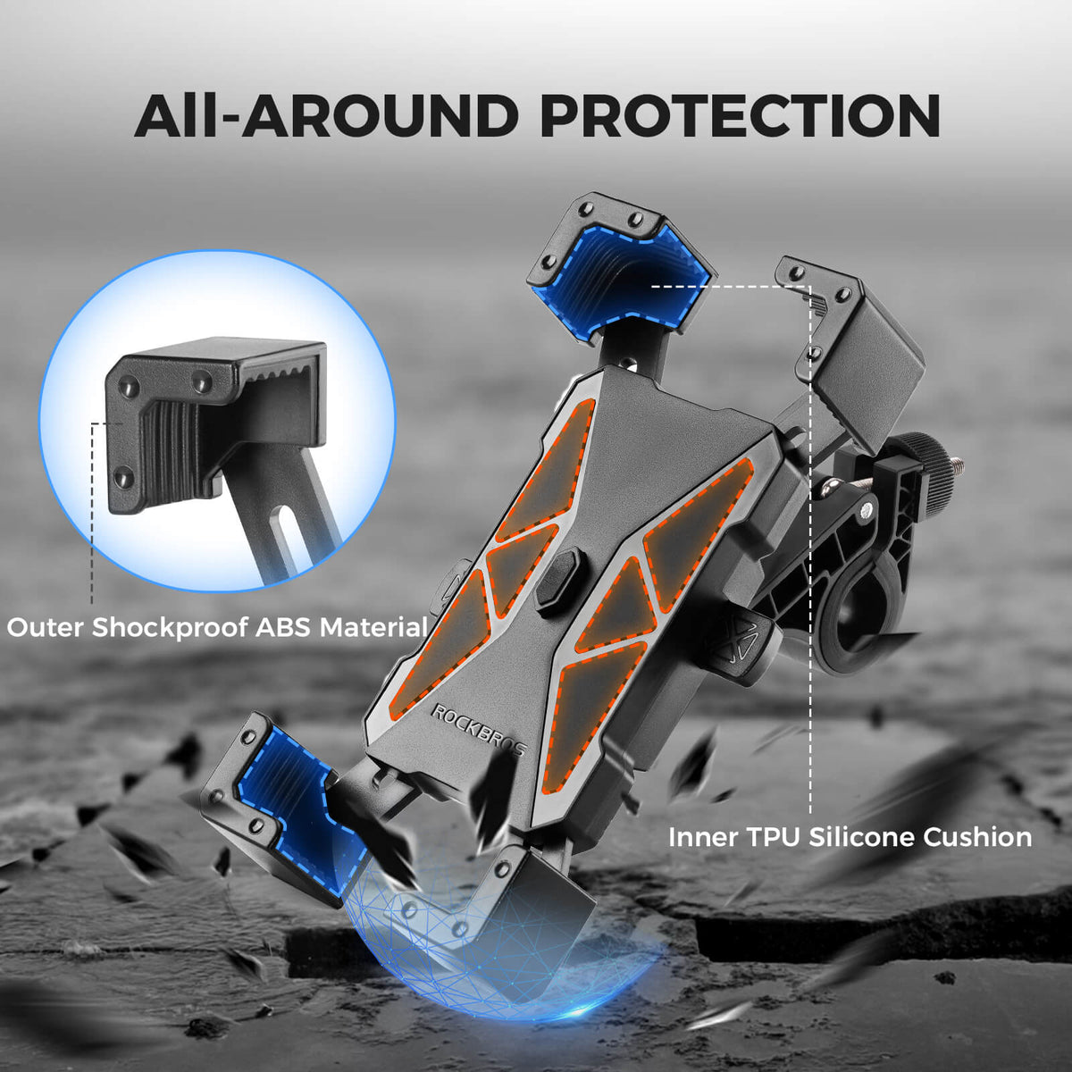 ROCKBROS Full-Wrap Phone Mount | Bike and E-Moto Handlebars