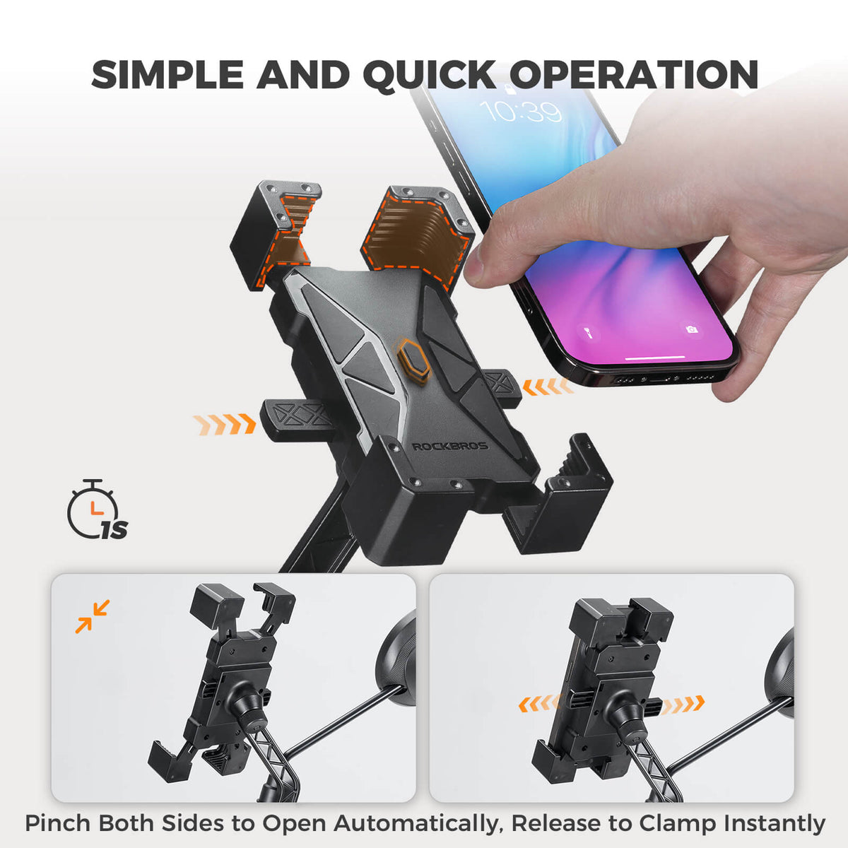 ROCKBROS Full-Wrap Phone Mount | Bike and E-Moto Handlebars