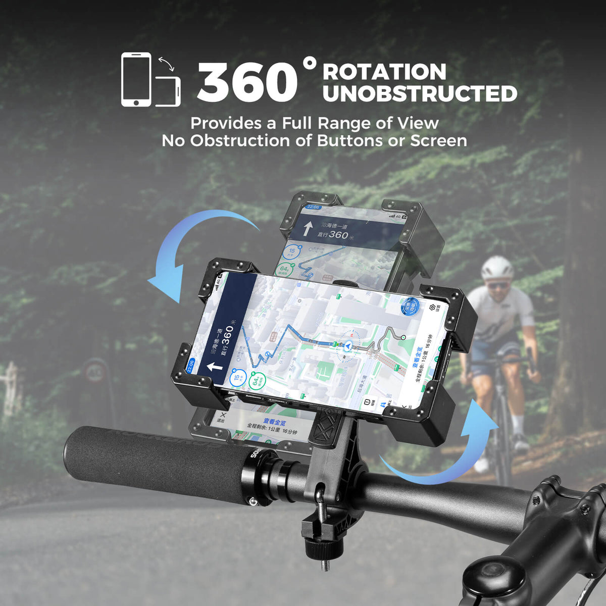 ROCKBROS Full-Wrap Phone Mount | Bike and E-Moto Handlebars