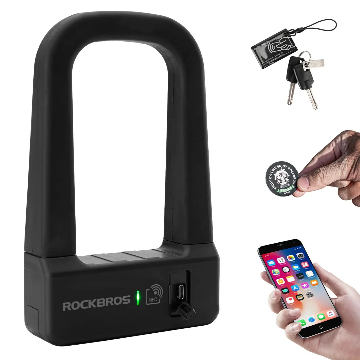 ROCKBROS Smart NFC U-Lock | Keyless eBicycle, emoto Security