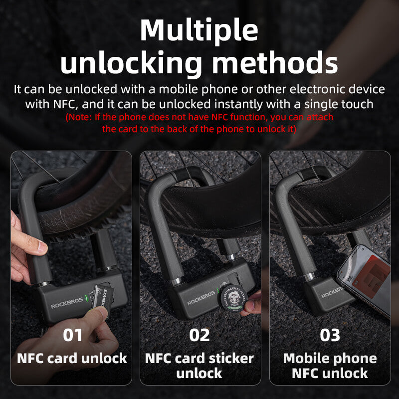 ROCKBROS Smart NFC U-Lock | Keyless eBicycle, emoto Security