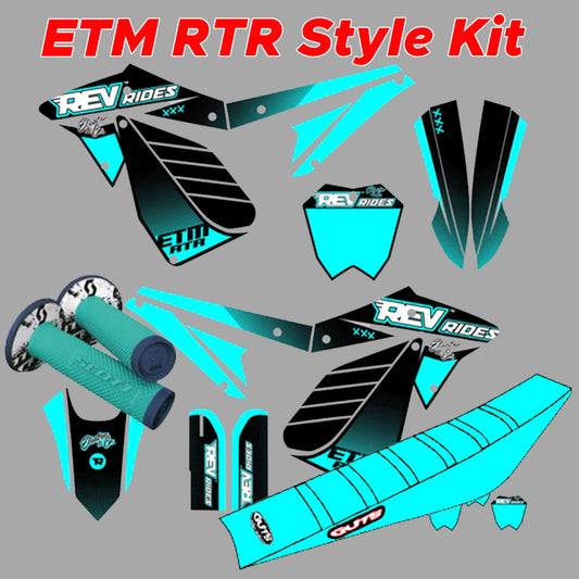 ETM RTR Gripper combo kit| Seat cover + SCOTT SX II Grips + Custom Decals | For ETM RTR all models