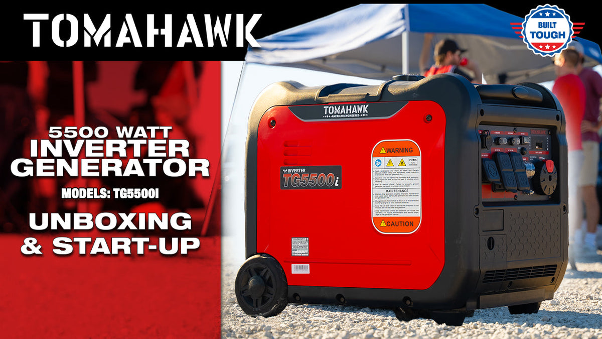 Tomahawk TG5500i 5500W Inverter Generator | E-Moto Charging, 120V/240V & Backup Power
