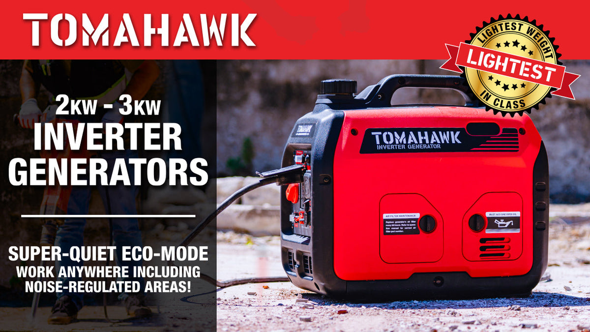 Tomahawk TG3000i 3000W Inverter Generator | Super Quiet E-Moto Charging, & Backup Power