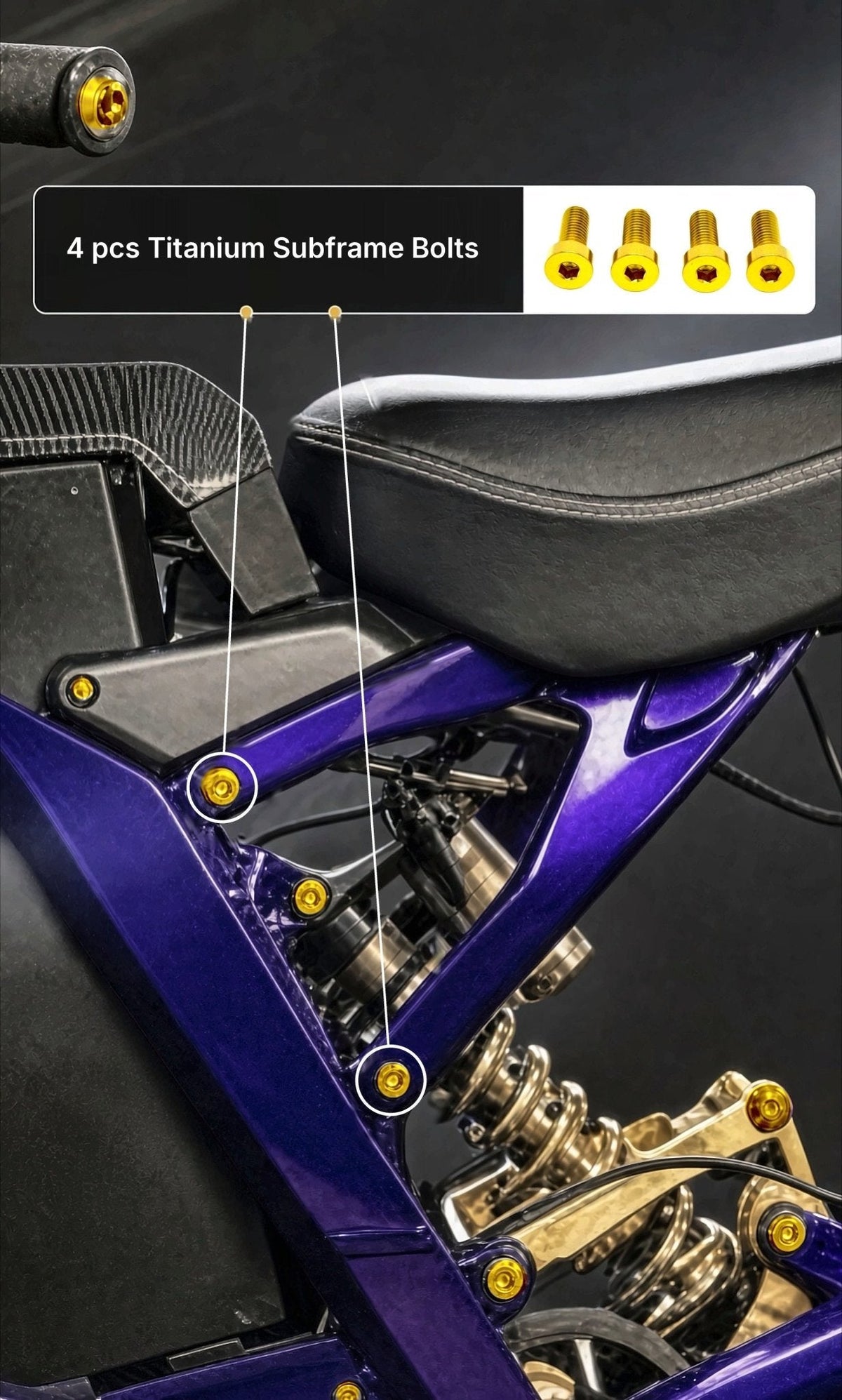 Titanium Seat Subframe Bolts | E-Moto Rear Subframe Hardware