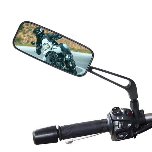 Sport 360-Degree Bicycle Moto Mirror | Black Aluminum Arm with Blue Anti-Glare Lens