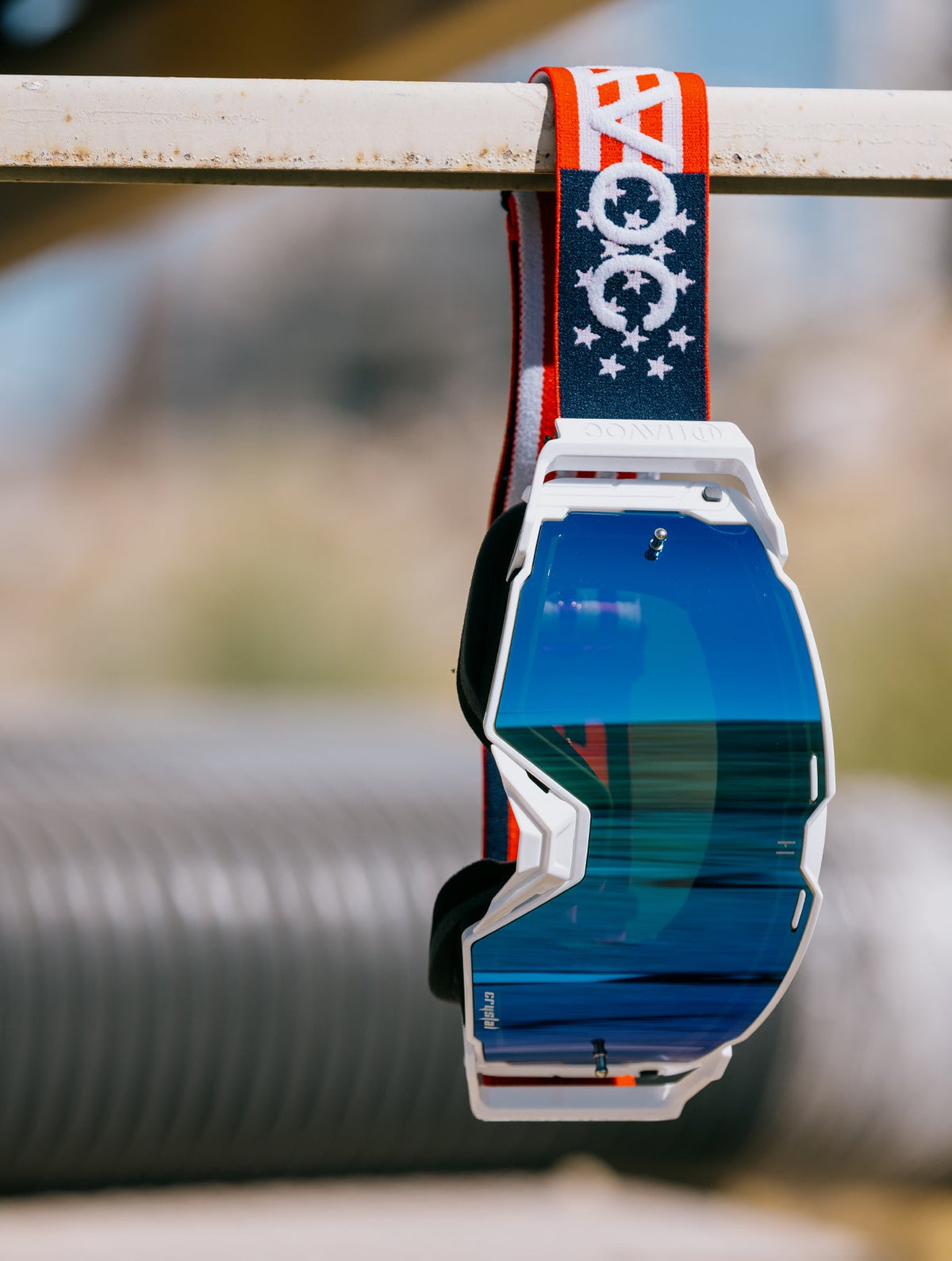 Patriot Helios Goggles | Havoc USA, White and Blue Crystal HD | Off-Road and Motocross Riders