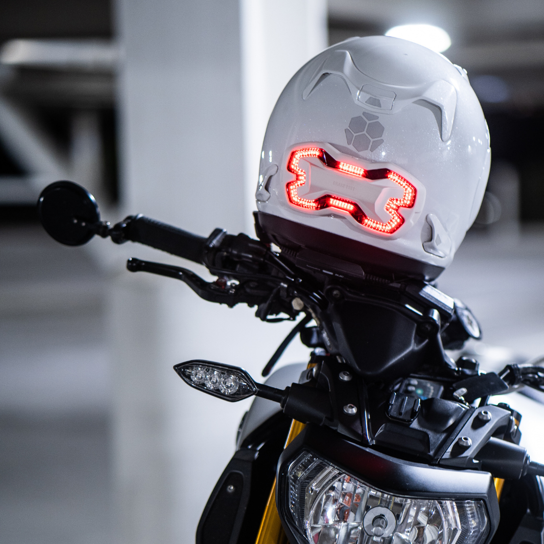 bike helmet with headlamp White Brake Free LED Brake Light USB-C – REVRides