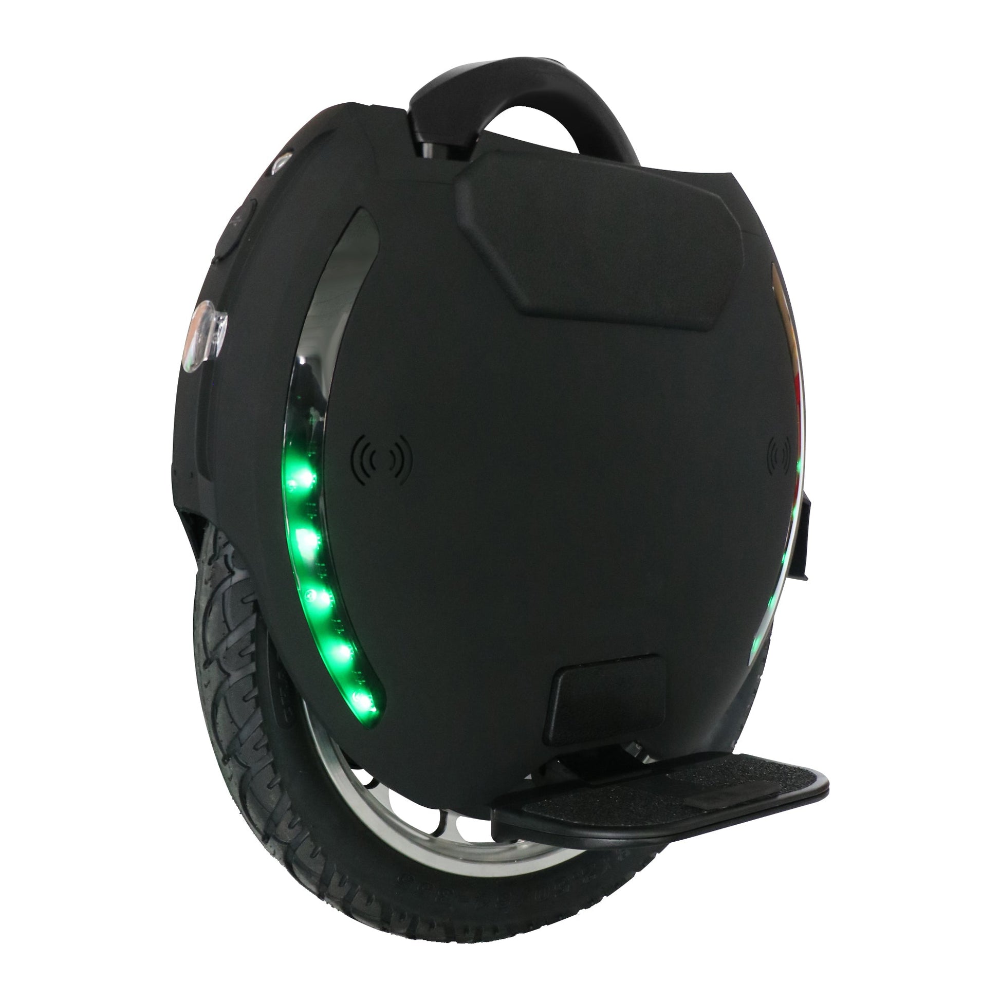 King Song KingSong EUC 18XL Adult Electric Unicycle Side View Black Pedals Up LED Lights On